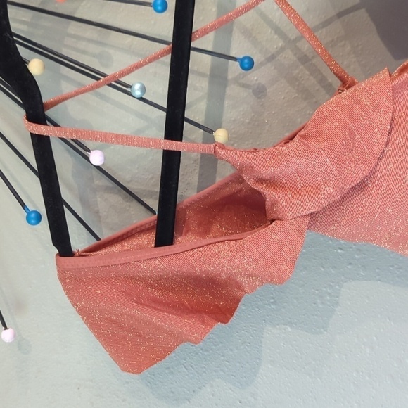 Soluna Lurex Shimmer Gold Swim Bikini Set Top and Bottoms Size Large Sweetheart - Picture 7 of 14